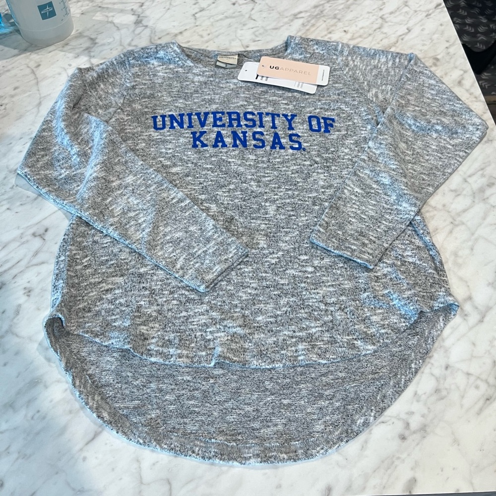 UG Apparel University of Kansas Soft Heather Grey Long-sleeve Shirt - S